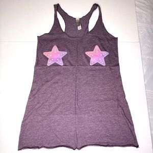 Next Level Apparel Star Graphic Racerback Tank | Size XS | Purple Festival Top